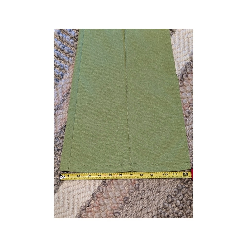 Lime Green High Waisted Flare Leg Pants Side Slit Size 6 retro 70's mod boho - Picture 11 of 12